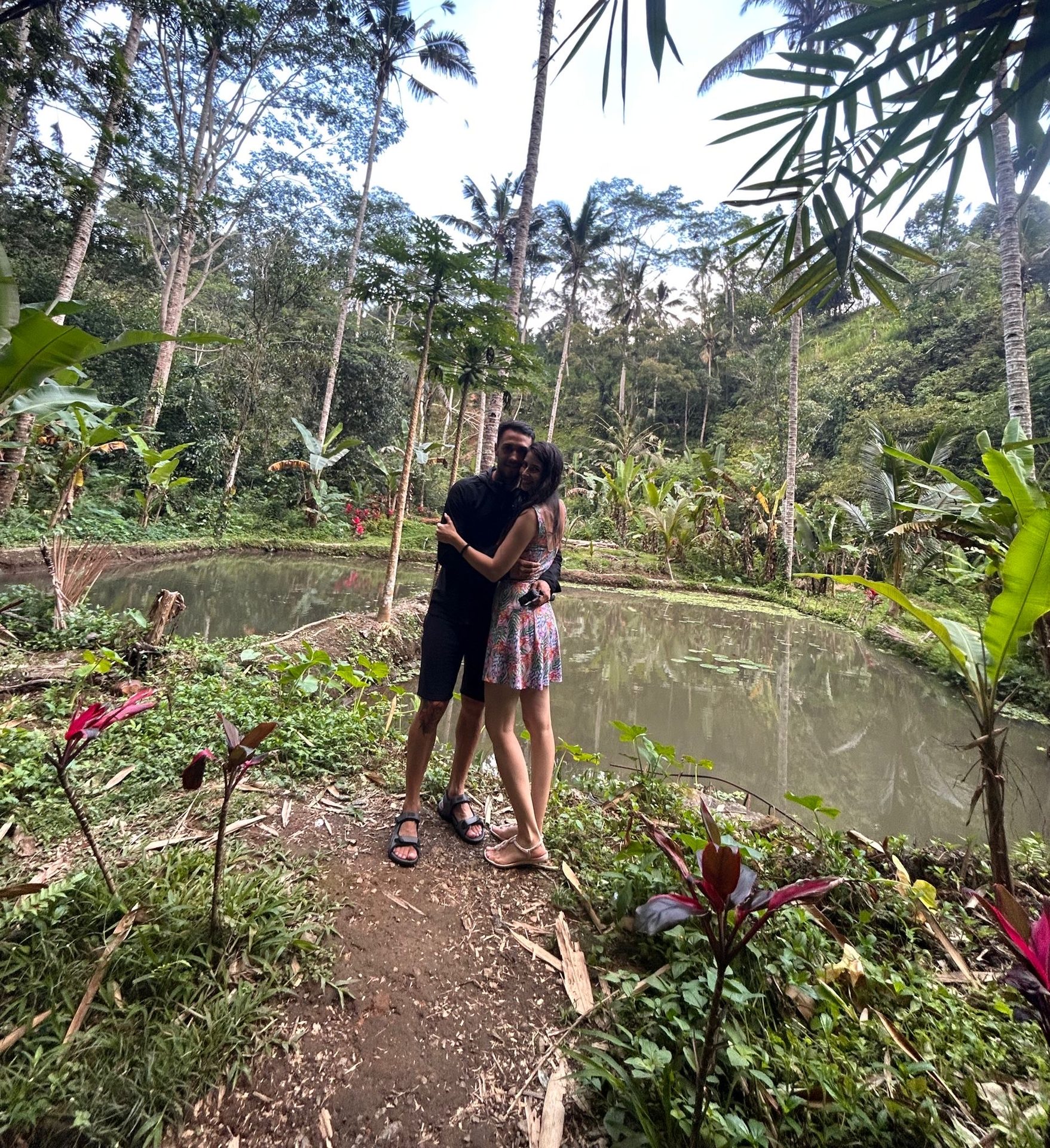 Arrozales Sidemen Bali este volcán Agung pareja naturaleza